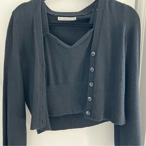 Abercrombie & Fitch Black Ribbed Cropped Cardigan and Tank Set